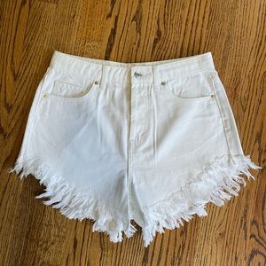 White high rise jeans shorts